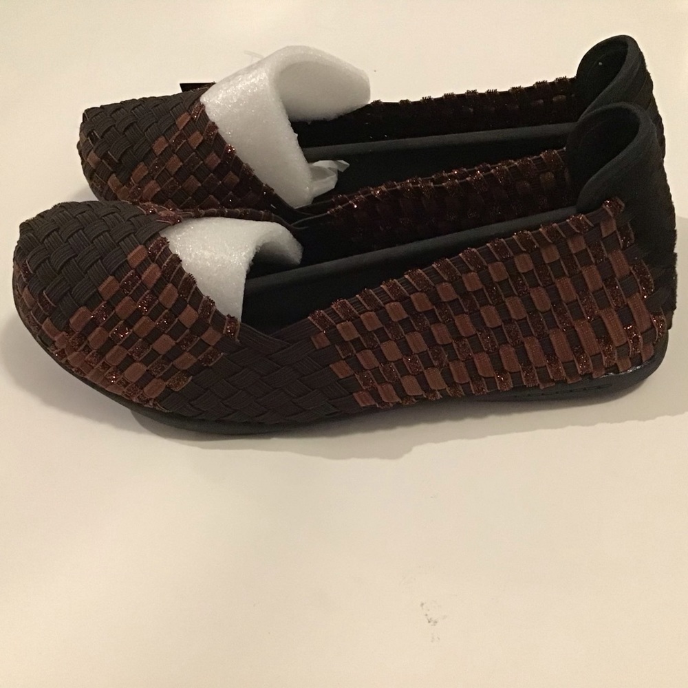 Shoes Flats 7 Woven Stretch Brown Sparkle …